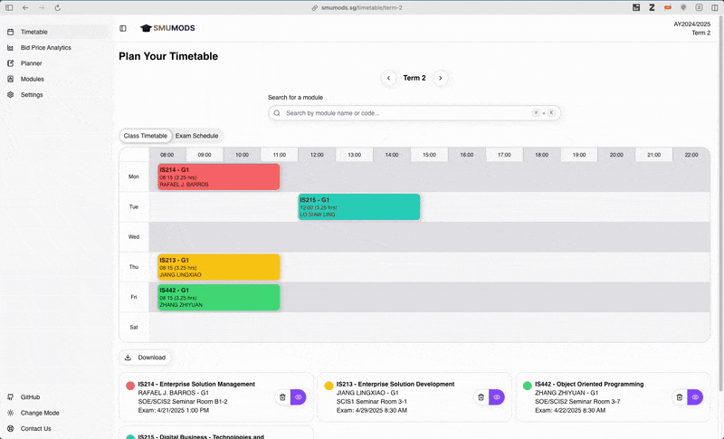 Timetable planning demonstration